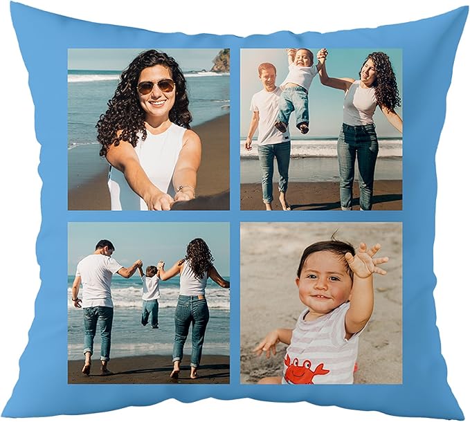Fabric Textile Products Custom Pillow - USA Made - Personalized Pillows with Picture Collage - Throw Pillow - Personalized Gift - Grandparent & Couples Gifts - Pet Pillow - Kids Pillows (20"x20")