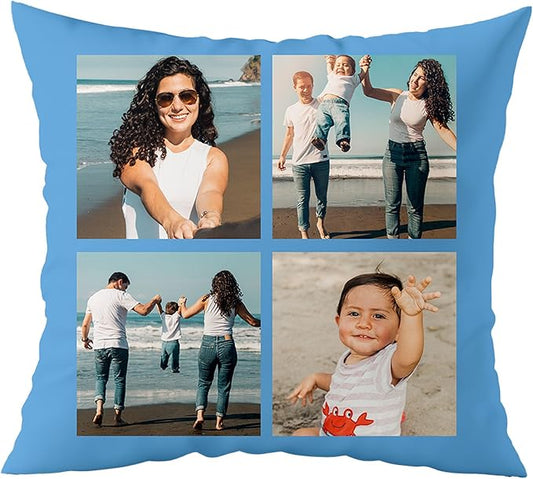 Fabric Textile Products Custom Pillow - USA Made - Personalized Pillows with Picture Collage - Throw Pillow - Personalized Gift - Grandparent & Couples Gifts - Pet Pillow - Kids Pillows (16"x16")