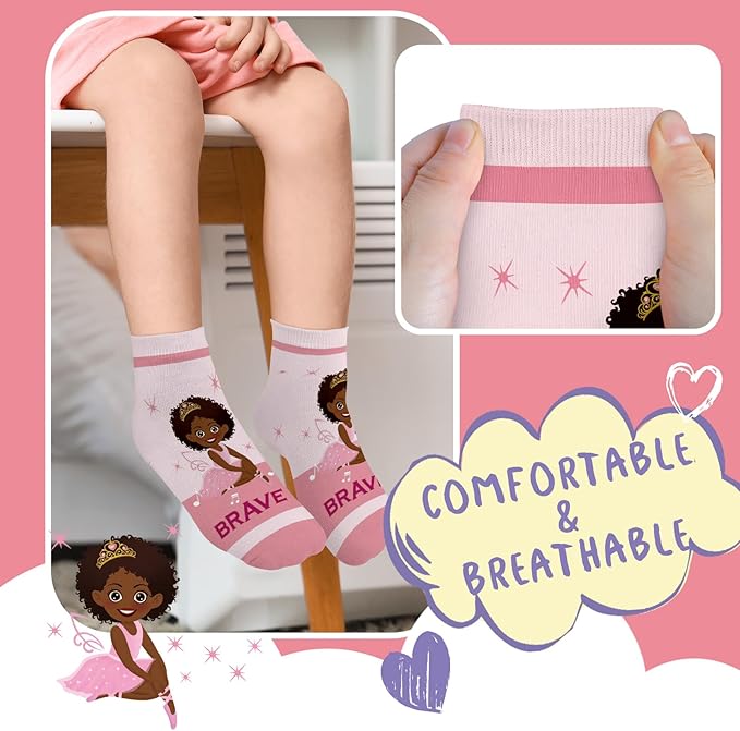 Queenshin Animal Flowers Dance Socks Girls Novelty Toddler Kids Crew Ankle Socks 6 Pairs 3-14Y Birthday Gift