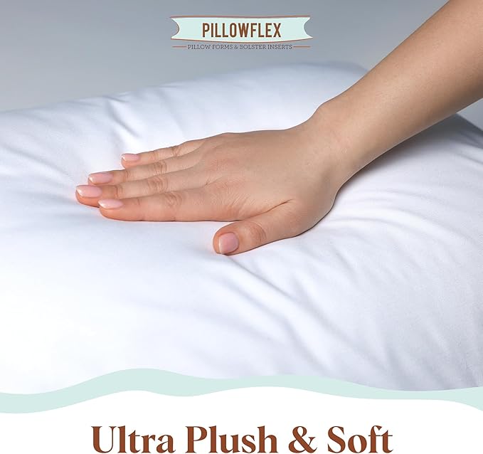 Pillowflex Synthetic Down Pillow Insert - 14x42 Down Alternative Pillow, Ultra Soft, Large Rectangle Body Sleeping Pillow, Lumbar, Long, Back - 1 Decorative Pillow Form