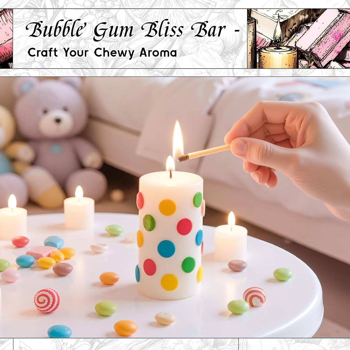 HIQILI Bubble Gum Fragrance Oil for Candle, Soap & Bath Bombs Making, Long Lasting Candy Scents, Home Diffuser Use - 1 Fl Oz