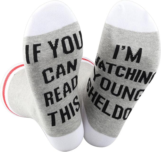TSOTMO TV Show Socks If You Can Read This I'M Watching Funny Family Socks TV Fans Gift for Men Women (Young Socks)
