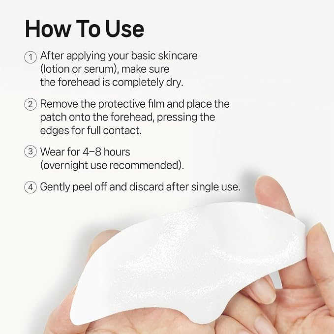 Labottach Forehead Wrinkle Patches 12ct – Korean Hydrogel Patch with Collagen, Hyaluronic Acid & Vitamin E for Forehead & Frown Lines