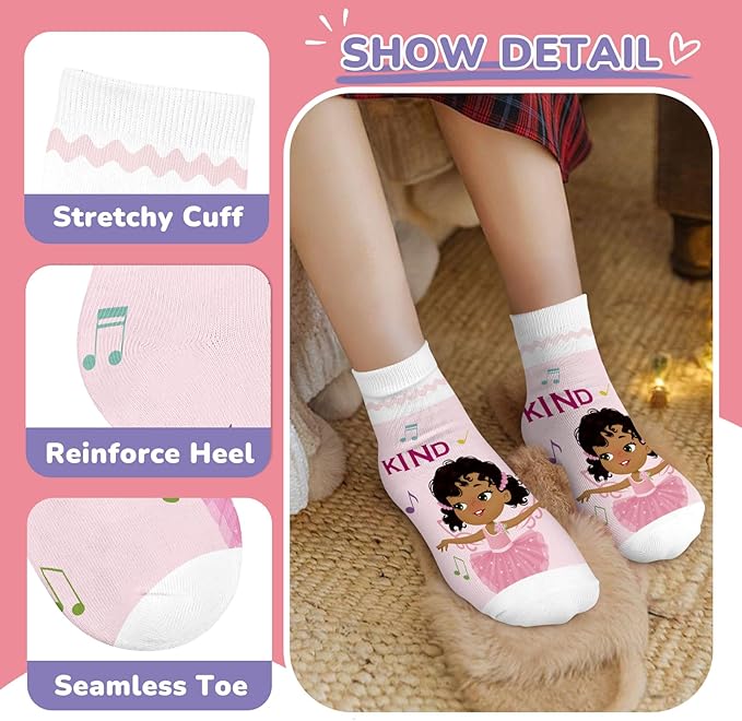 Queenshin Animal Flowers Dance Socks Girls Novelty Toddler Kids Crew Ankle Socks 6 Pairs 3-14Y Birthday Gift