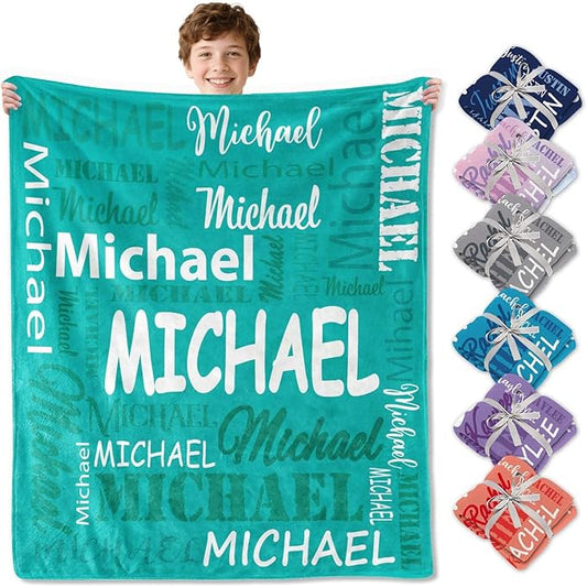 Ships Next Day, Personalized Blankets and Throws Custom Blanket with Name Customized Flannel Blanket for Kids Christmas Blanket Gifts for Teen Girls Boys