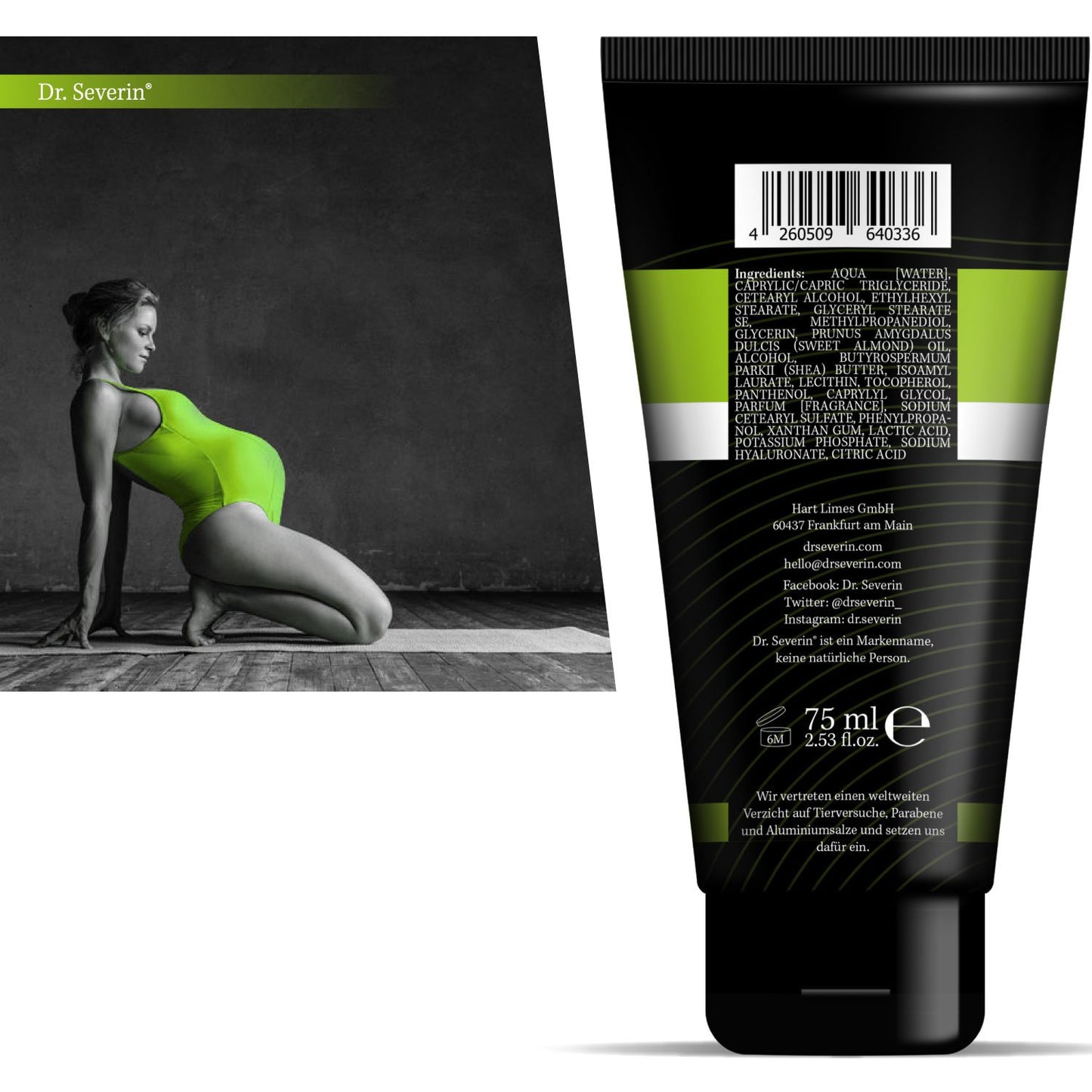 Anti-Stretch Solution: Dr. med. Severin® Stretch mark Cream powered by dual. Prevent + remove stretch marks during muscle building + pregnancy, effective ointment against stretch marks, innovative.