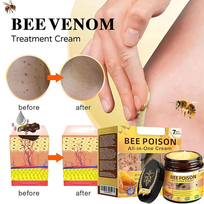 Bee Poison All-in-One Cream,New Professional Bee Venom Skin Treatment Cream, Repair, Moisturize and lift 3 in 1, for All skin Types. (1)
