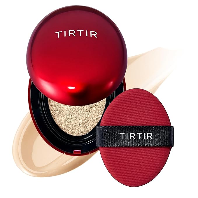 TIRTIR Mask Fit Red Cushion Foundation | Full coverage, Weightless, Skin fit, Satin Glow Finish, Korean Makeup BB Foundation, beauty, Tattoo cover up, Buildable (#17W French Vanilla, 0.63 Fl Oz)