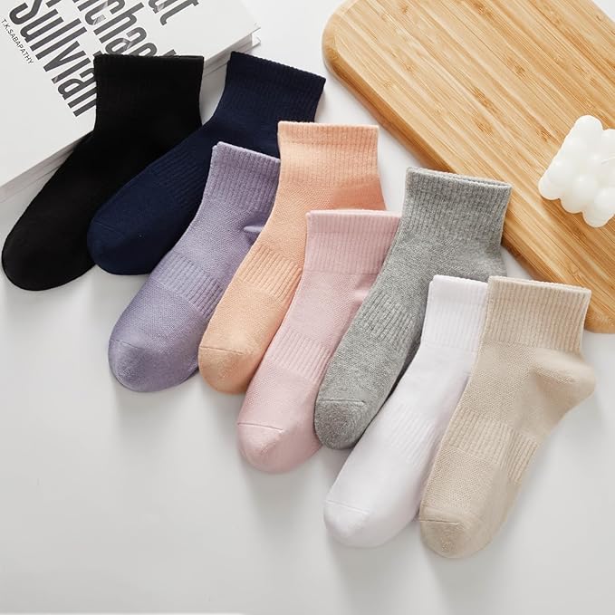 J-BOX Ankle Socks for Women Cotton Breathable Mesh Socks Athletic Running Casual Socks (8/10 pairs)