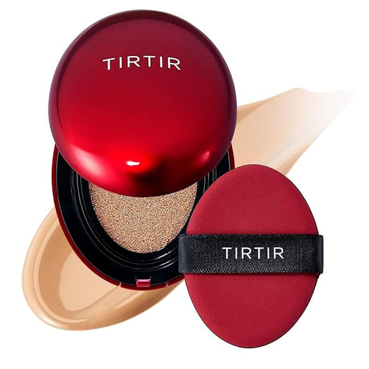 [*Mini Size*] TIRTIR Mask Fit Red Cushion Foundation | Full coverage, Weightless, Skin fit, Satin Glow Finish, Korean Makeup, beauty, Tattoo cover up, Buildable (#27C Cool Beige, 0.15 Fl Oz)