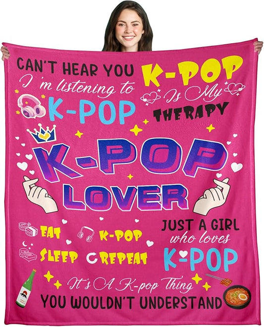 K Pop Gifts for Teen Girl, Kpop Merch, Kpop Throw Blanket 30"x40", Korean Pop Gifts for Women, Kpop Gifts Throws Blanket for K-Pop Lovers, Cozy Soft Flannel Blanket for K-Pop Lovers Korean Friends