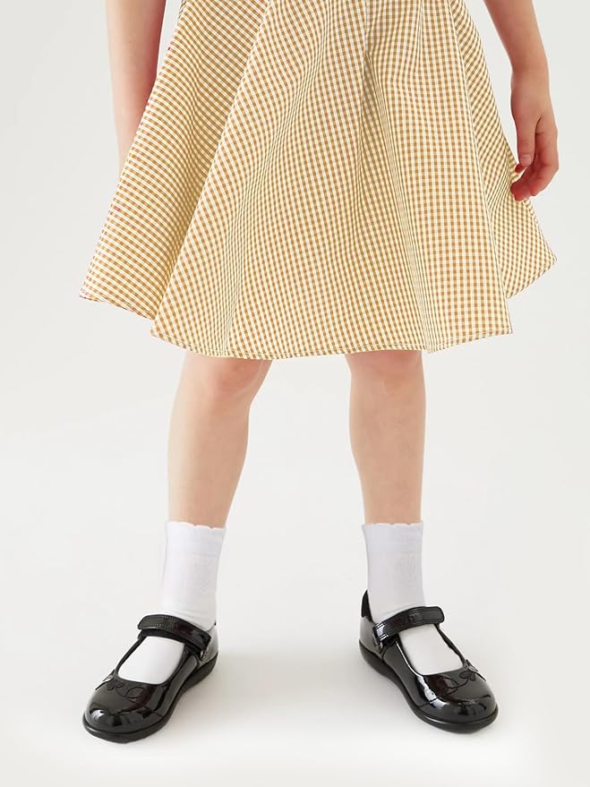 COTTON DAY Girls White Dressy Textured Short Socks Scallop Top Design 5 Pack