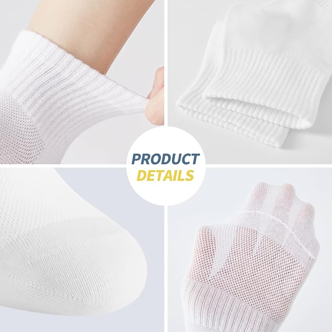 J-BOX Ankle Socks for Women Cotton Breathable Mesh Socks Athletic Running Casual Socks (8/10 pairs)