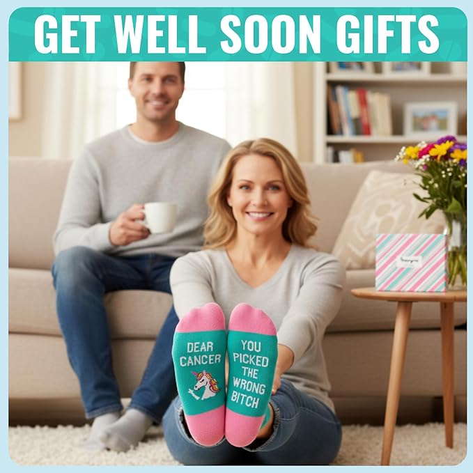 HAPPYPOP Breast Cancer Gifts - Women Survivors Cancer Awareness Socks, Chemo Care Gifts