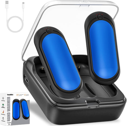 Hand Warmers Rechargeable 2 Packs with 10000 mAh Charging Box, Temperature Control Electric HandWarmers, Portable Pocket Size Heater for Christmas, Outdoors, Hunting, Golf, Sports, Camping Accessories