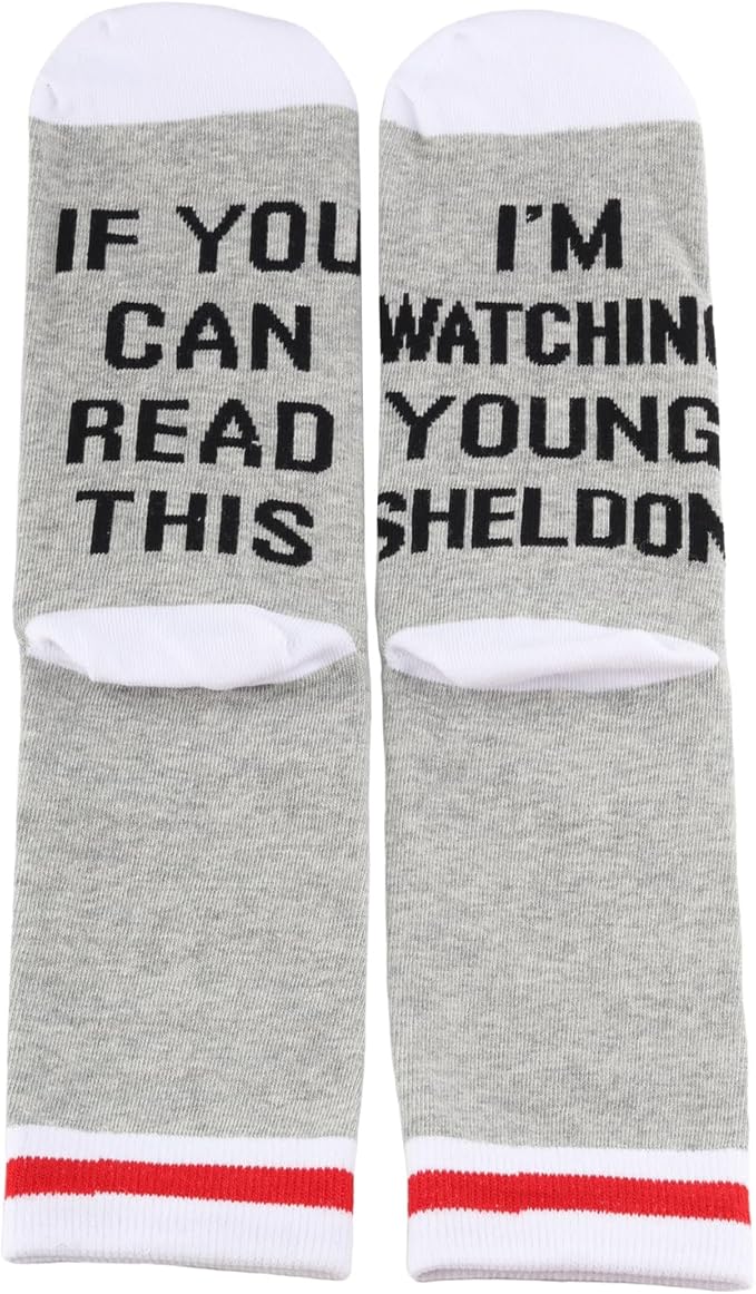 TSOTMO TV Show Socks If You Can Read This I'M Watching Funny Family Socks TV Fans Gift for Men Women (Young Socks)