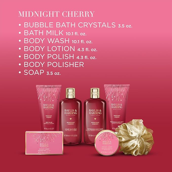 Baylis & Harding Midnight Cherry Luxury Pamper Gift Set - Vegan Friendly