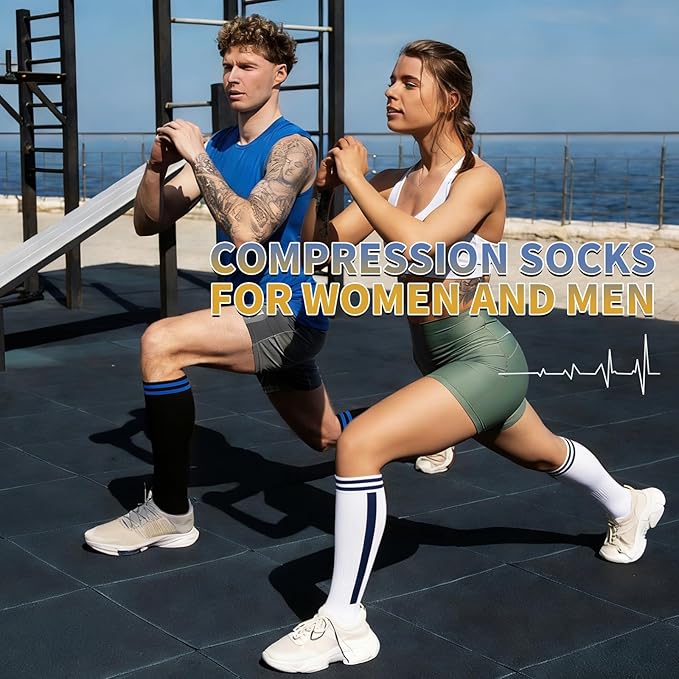Sooverki Graduated Copper Compression Socks for Men & Women Circulation 8 Pairs 15-20mmHg - Best for Running Athletic Cycling