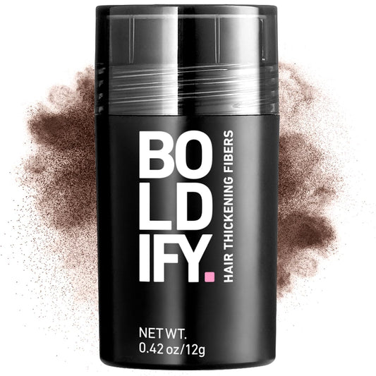 BOLDIFY Hair Fibers (12g) - Fill In Thinning and Fine Hair for an Instantly Fuller, Thicker Look - 14 Shades for Women & Men - Hazel Brown