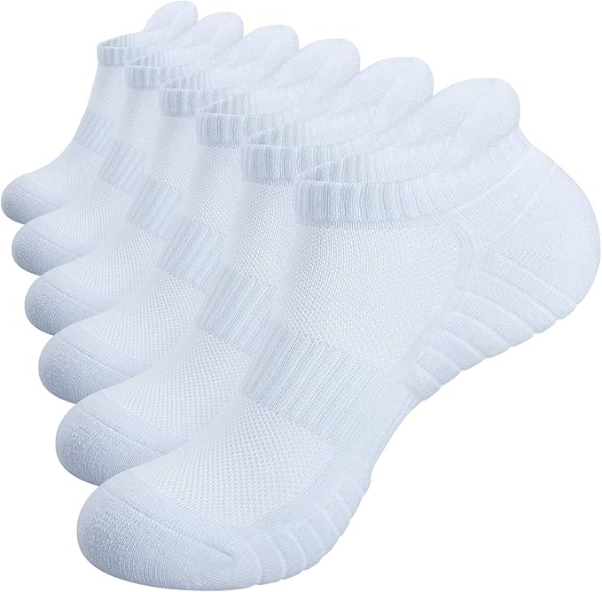 TANSTC Mens Socks,6 Pairs Anti-Blister Cushioned Breathable Cotton Athletic Ankle Running Sports Women Sock