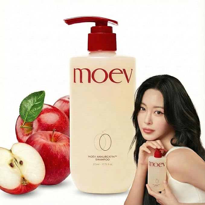 MOEV ANNURCATIN Shampoo | Korean Apple Hair Care for Strength and Volume in Thinning Hair | Adds Lift | Paraben-Free | Suitable for All Hair Types (17.75 fl.oz, Apple & Vanilla)