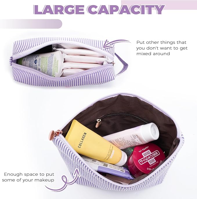 Monogrammed Gifts for Women - Cosmetic Bag for Teen,Initial Cute Makeup Bag Set for Women,Trendy Pouch for Niece Sister Friend Female Her,Birthday Gifts for Daughter - Lavender,K