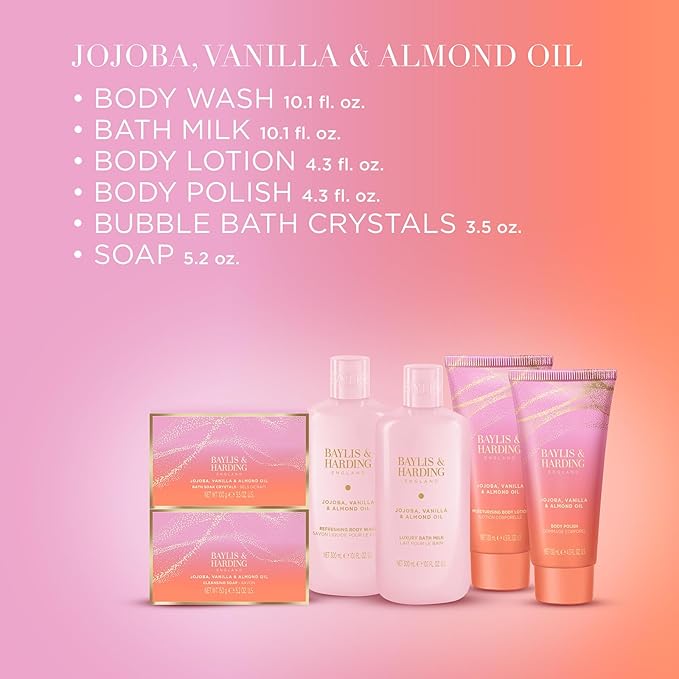 Baylis & Harding Gift Set for Women - Luxury Skin & Body Pack - Jojoba, Vanilla & Almond Oil