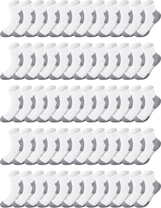 Tarpop 100 Pairs Bulk Mens Socks Moisture Wicking Casual Sports Ankle Socks for Homeless Unisex Adult Men Women