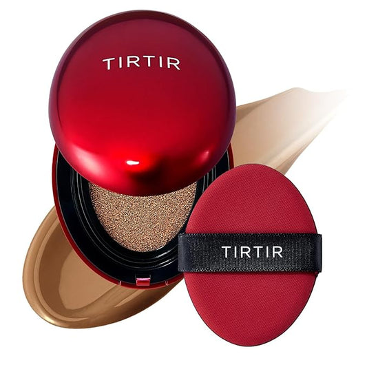 [*Mini Size*] TIRTIR Mask Fit Red Cushion Foundation | Full coverage, Weightless, Skin fit, Satin Glow Finish, Korean Makeup, beauty, Tattoo cover up, Buildable (#43N Deep Cocoa, 0.15 Fl Oz)