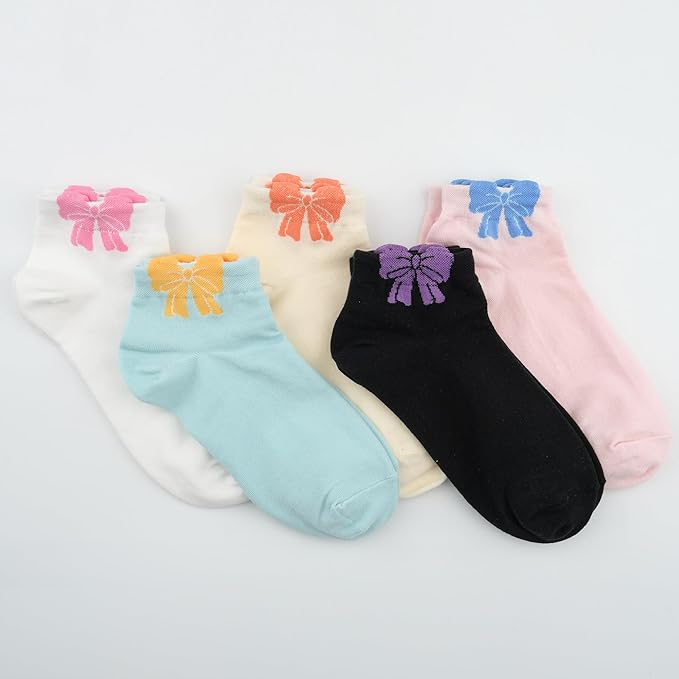 kikiya socks Women Ankle | 4-6 Pairs Heart Design Cute Animal Graphic Novelty Fruit Print Ladies Girls Cotton Socks | US 6-8