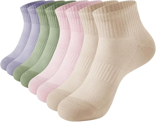 J-BOX Ankle Socks for Women Cotton Breathable Mesh Socks Athletic Running Casual Socks (8/10 pairs)