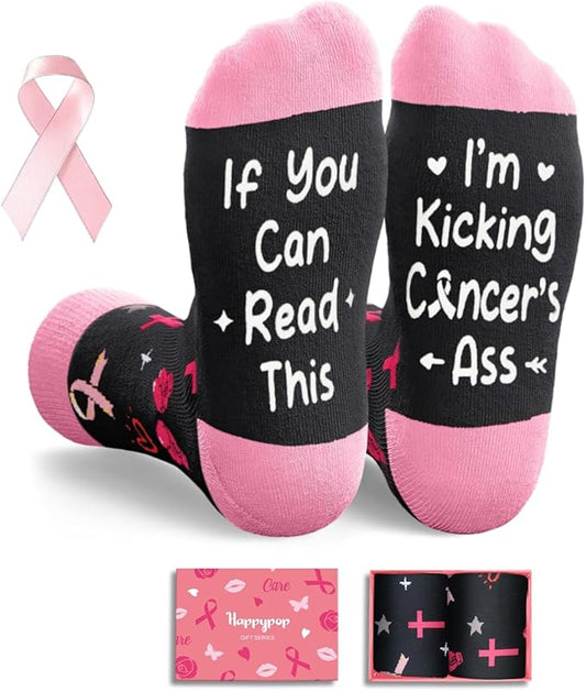 HAPPYPOP Breast Cancer Gifts - Women Survivors Cancer Awareness Socks, Chemo Care Gifts