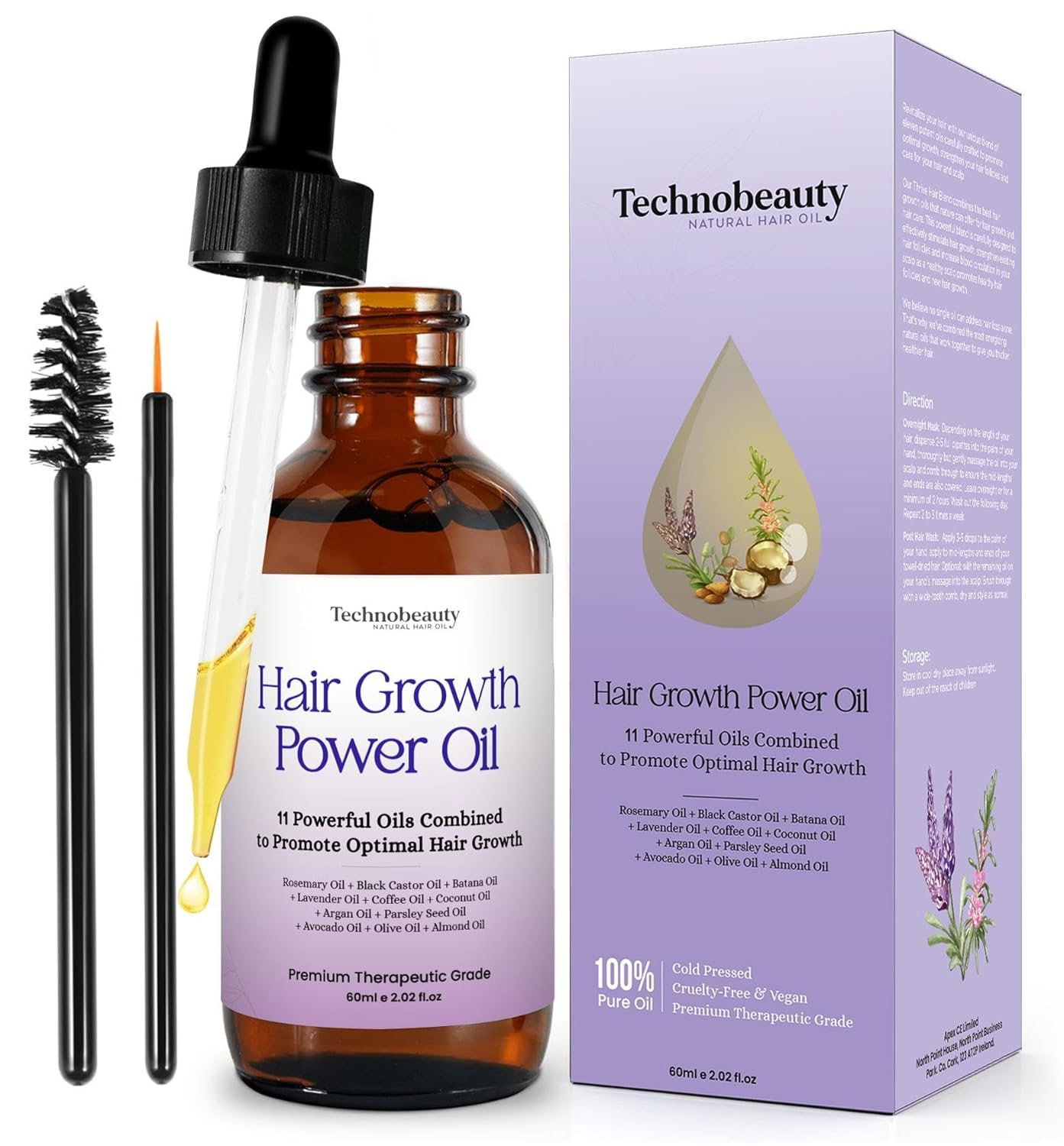 Rosemary Oil With Black Castor, Batana, Lavender, Coffee, Coconut, Argan, Avocado, Olive, Almond & Parsley Seed Oil, 11 Oils Infused for Ultimate Hair Growth & Care for Stronger, Thicker Hair