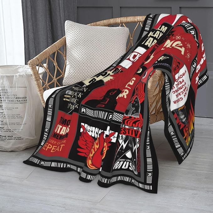 Guitar Blanket Gifts for Musicians - Soft Flannel Throw Blanket 60"X50" - Unique Musician Decor, for Guitar Lovers, Teens & Adults