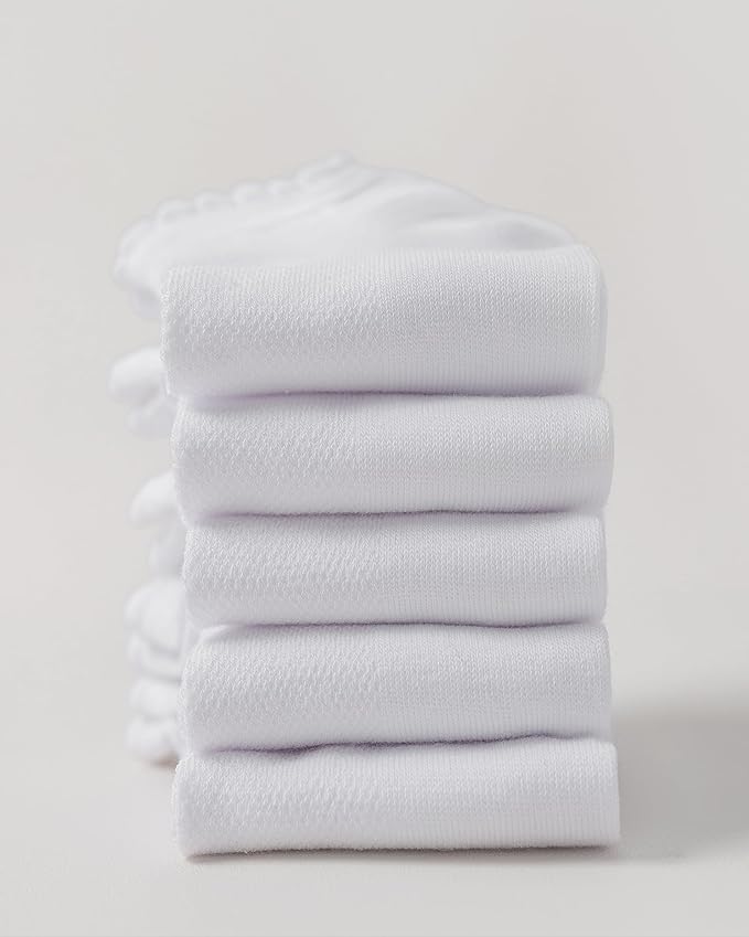 Girls White Ruffle Socks School Uniform Kids Cotton Crew Ankle Cute Frilly Dress Socks 6 Pack