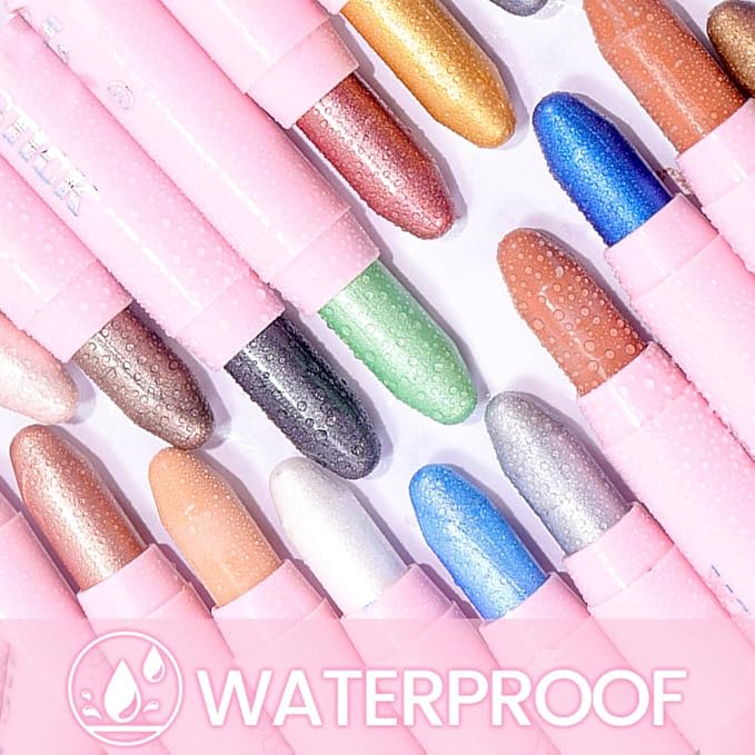 evpct 1Pcs Violet Purple Shimmer Cream Eye Shadow Brightener Sticks for Eyes Waterproof Pigmented, Double Ended Cream Eyeshadow Stick Pencil Pen with Applicator, Eye Shadow Palette Highlighter Makeup