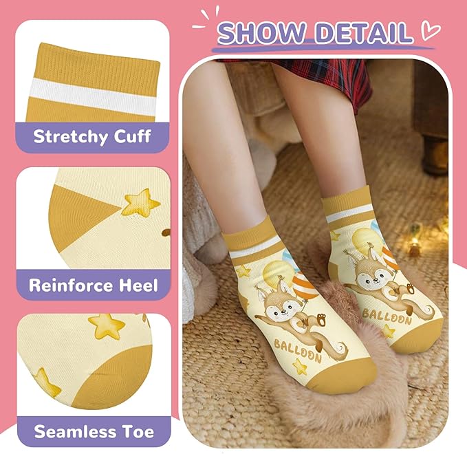 Queenshin Animal Flowers Dance Socks Girls Novelty Toddler Kids Crew Ankle Socks 6 Pairs 3-14Y Birthday Gift