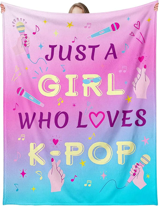 TI-EDC Kpop Merch K Drama Gifts, Korean Stuff, K Pop Gift Teen Girl & Women, Throw Blanket 50x40in, Christmas Blanket, Pinkish Blue Gradient