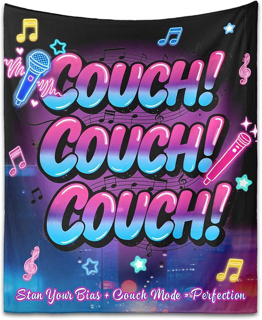 Kpop Couch! Couch! Couch! Gifts Blanket - Ultra-Soft Plush Throw Blanket for Adult, Teen Girls, Music Gifts for Women Friends K-Pop Lovers Merch Stuff, Christmas Birthday Gifts (Black, 60''x50'')