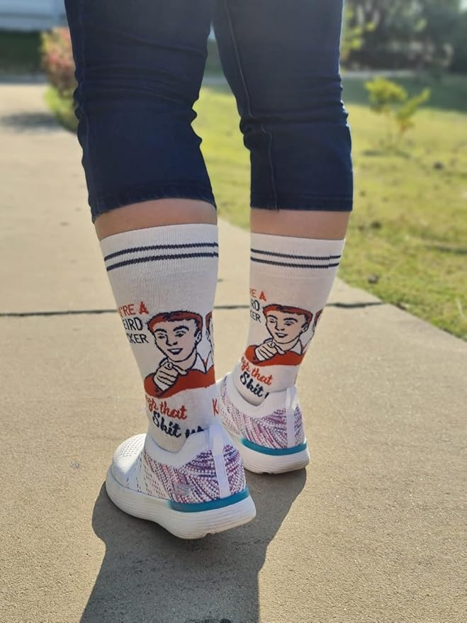 FUNATIC Funny and Crazy Socks with Sayings - Novelty Gifts for Men, Women, Teens
