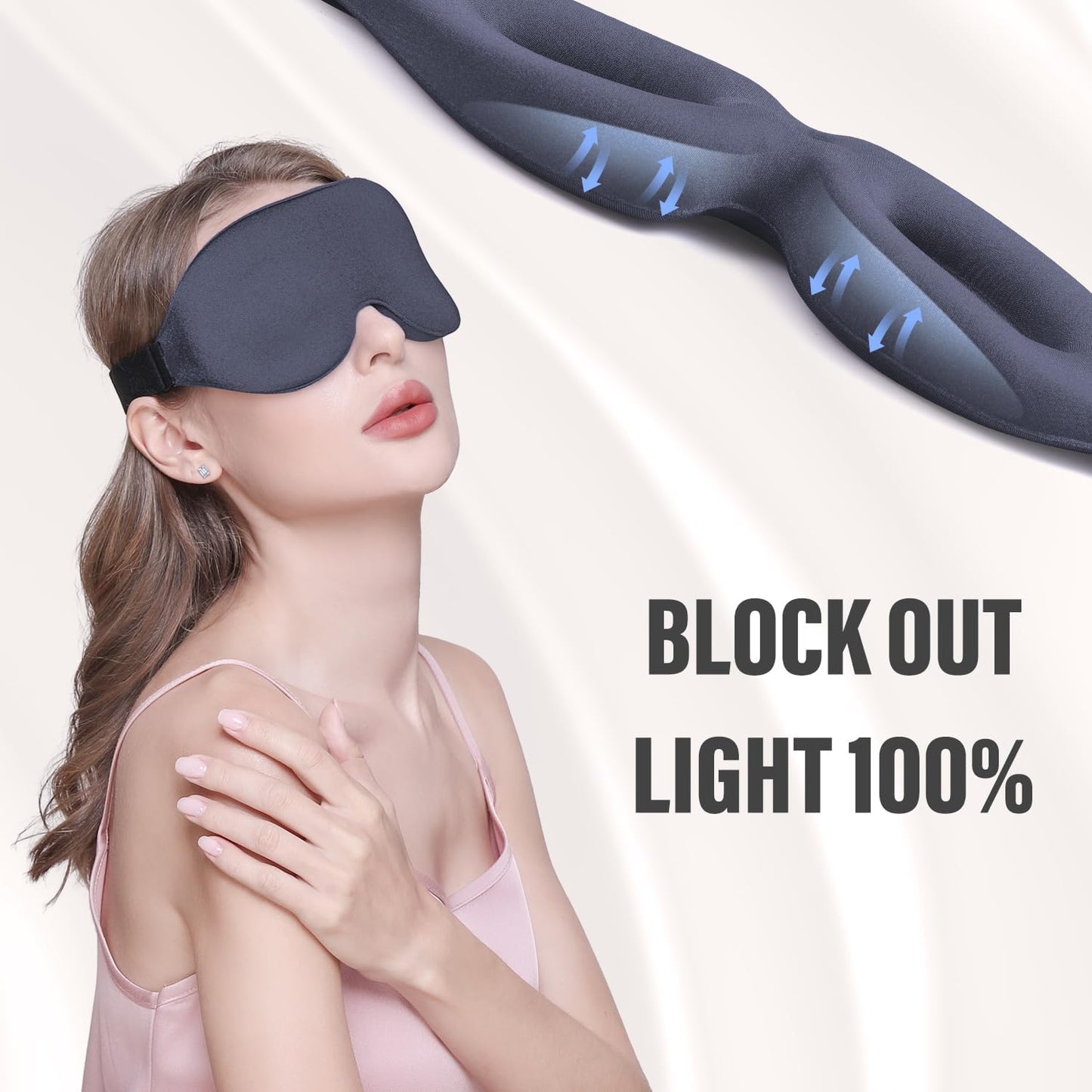 YIVIEW Sleep Mask for Side Sleeper, Complete Light Blocking 3D Sleeping Eye Mask, Soft Breathable Eye Cover for Women Men, Relaxing Zero Pressure Night Blindfold