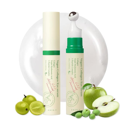 AXIS-Y Vegan Collagen Eye Serum - K Beauty Triple Hyaluronic Acid & Peptide Collagen Serum Improve Skin Elasticity, Reduce Fine Lines & Dark Circles - Vegan Korean Skin Care Eye Cream - 0.33 fl. oz.
