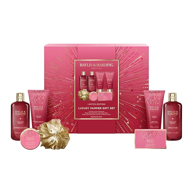 Baylis & Harding Midnight Cherry Luxury Pamper Gift Set - Vegan Friendly