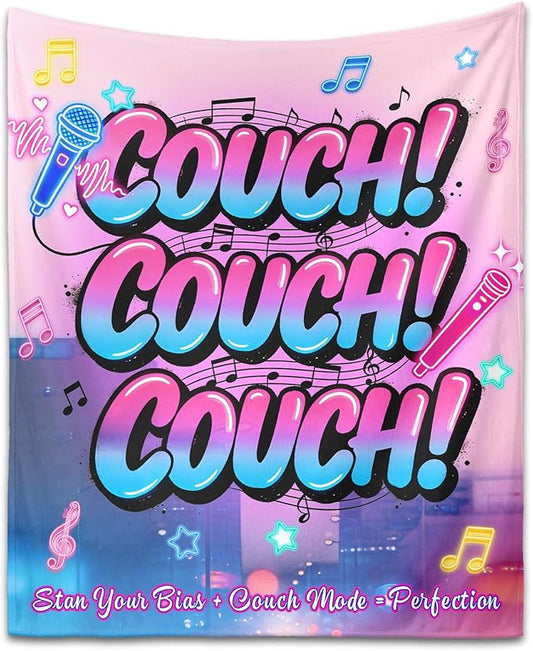 Kpop Couch! Couch! Couch! Gifts Blanket - Ultra-Soft Plush Throw Blanket for Adult, Teen Girls, Music Gifts for Women Friends K-Pop Lovers Merch Stuff, Christmas Birthday Gifts (Pink, 60''x50'')