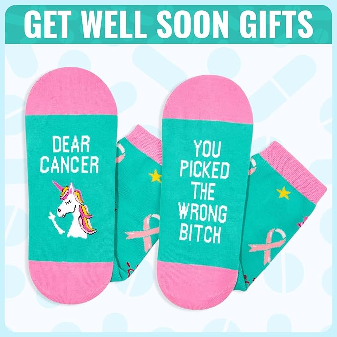 HAPPYPOP Breast Cancer Gifts - Women Survivors Cancer Awareness Socks, Chemo Care Gifts