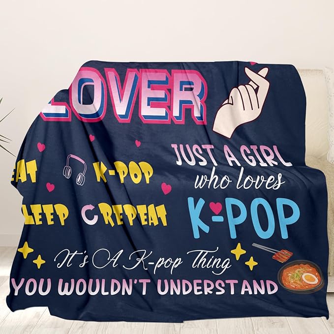 Kpop Merch, Kpop Blanket 40"x50", K Pop Gifts for Teen Girl, Korean Pop Gifts for Women, Kpop Gifts Throws Blanket for K-Pop Lovers, Korean Friends K Drama K Pop Lovers Korean Friends Christmas