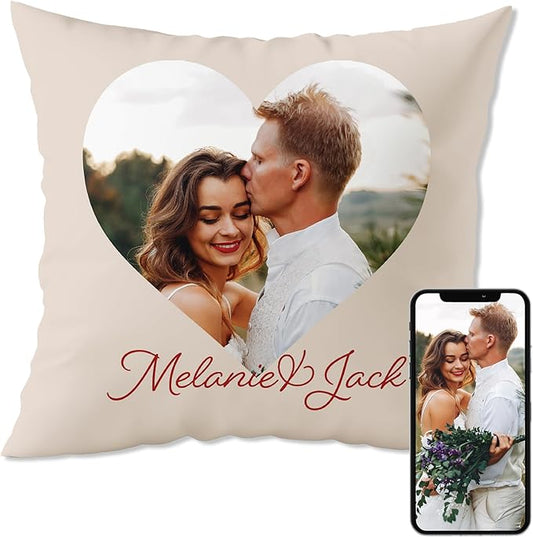 Fabric Textile Products Ships Next Day - Valentines Day Heart Decor - Custom Pillow - USA Made - Pillow with Pictures or Text - Valentines Gifts for Him or Her - Fluffy Soft Pillows - 16x16