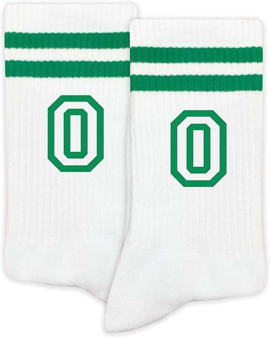 Striped Initial Socks with the Letter in Green, St. Patricks Day Socks Gifts for Family Friends, etc.