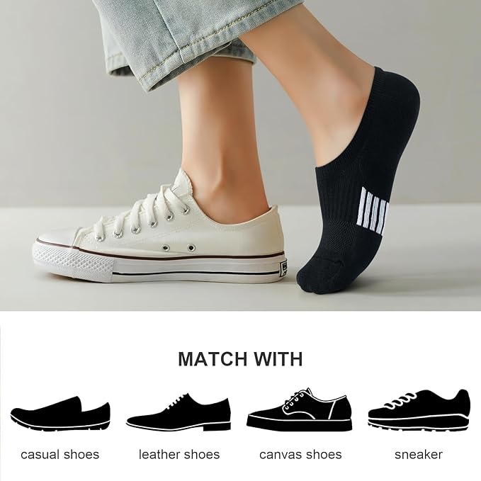 No Show Socks Womens Athletic Cushion Ankle Footies Low Cut 5-6 Pairs