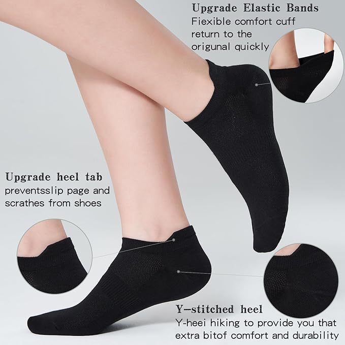 Ankle Socks Women's and Mens - 6/10 Pairs Low Cut Tab & No Show Athletics Running Socks